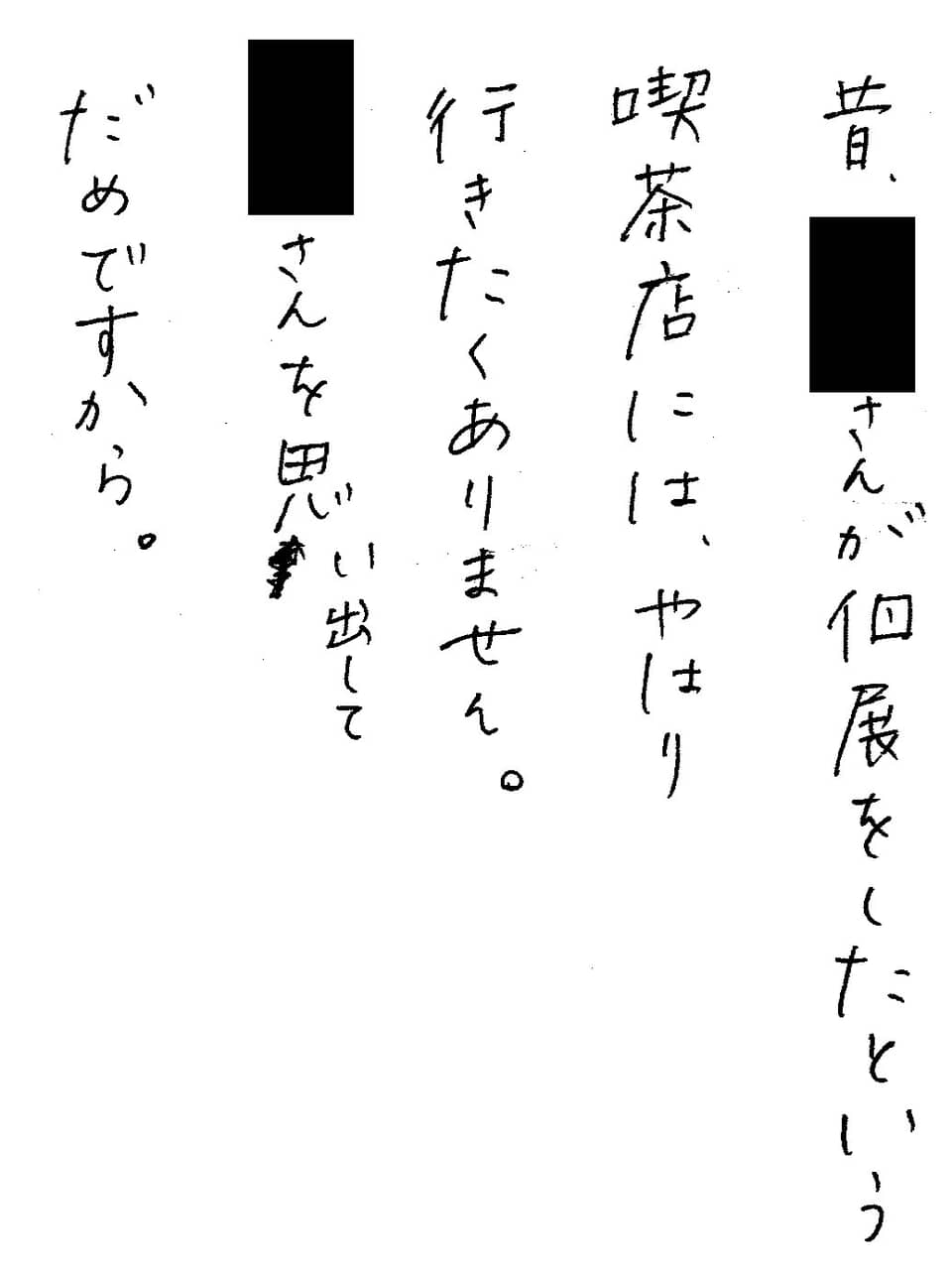 喫茶店と個展の思い出