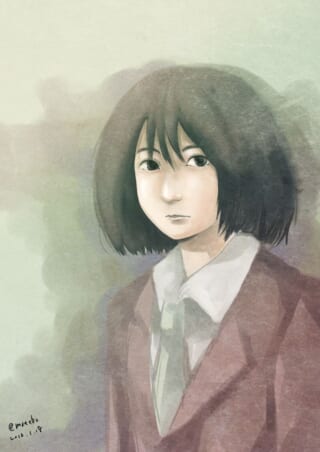 村木のデジタルイラスト、赤いジャケットに白シャツ