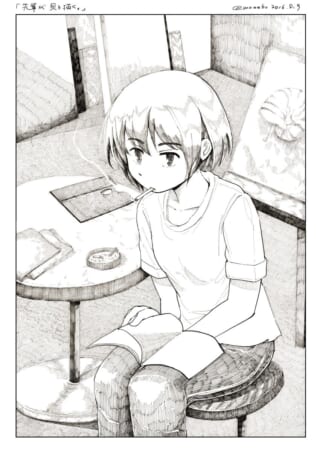 タバコをくわえて本を読み耽るオズ先輩