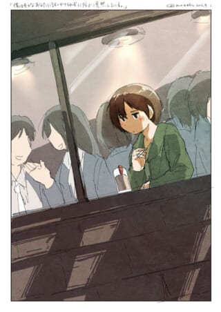 窓越しにタバコを手に物思いにふけるオズ先輩