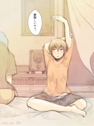 室内でストレッチをするオズ先輩