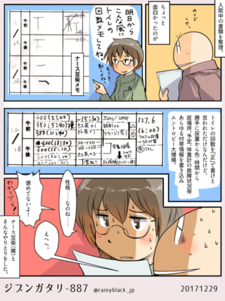 入院中の書類を整理し、細かすぎる記録を振り返るヨシダ